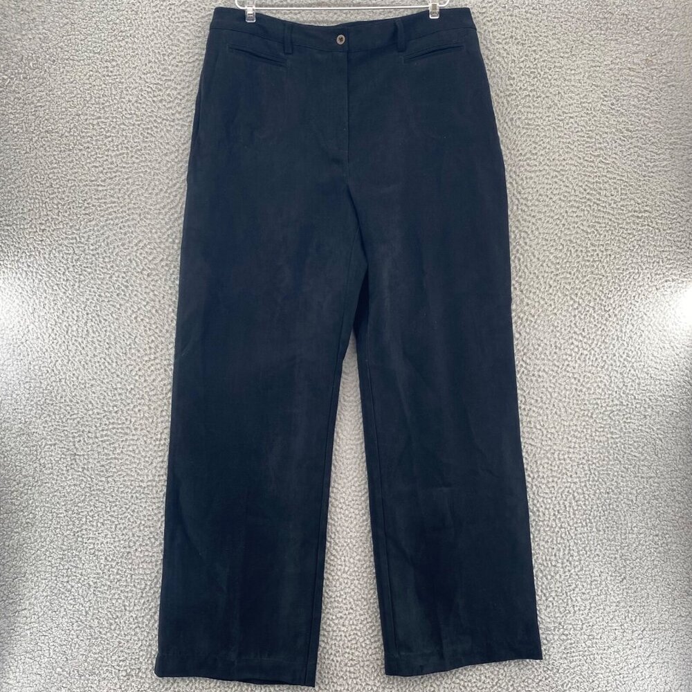 Chicos Pants Womens 2.5 US 14R Black Wide Leg Pockets Brushed Office Career Work